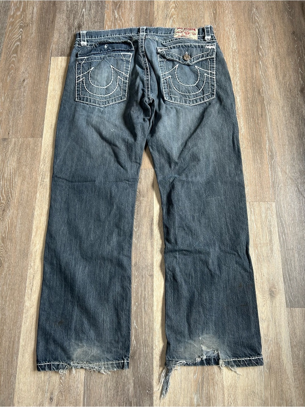 True Religion Men's Washed Black-Blue Relaxed Jeans